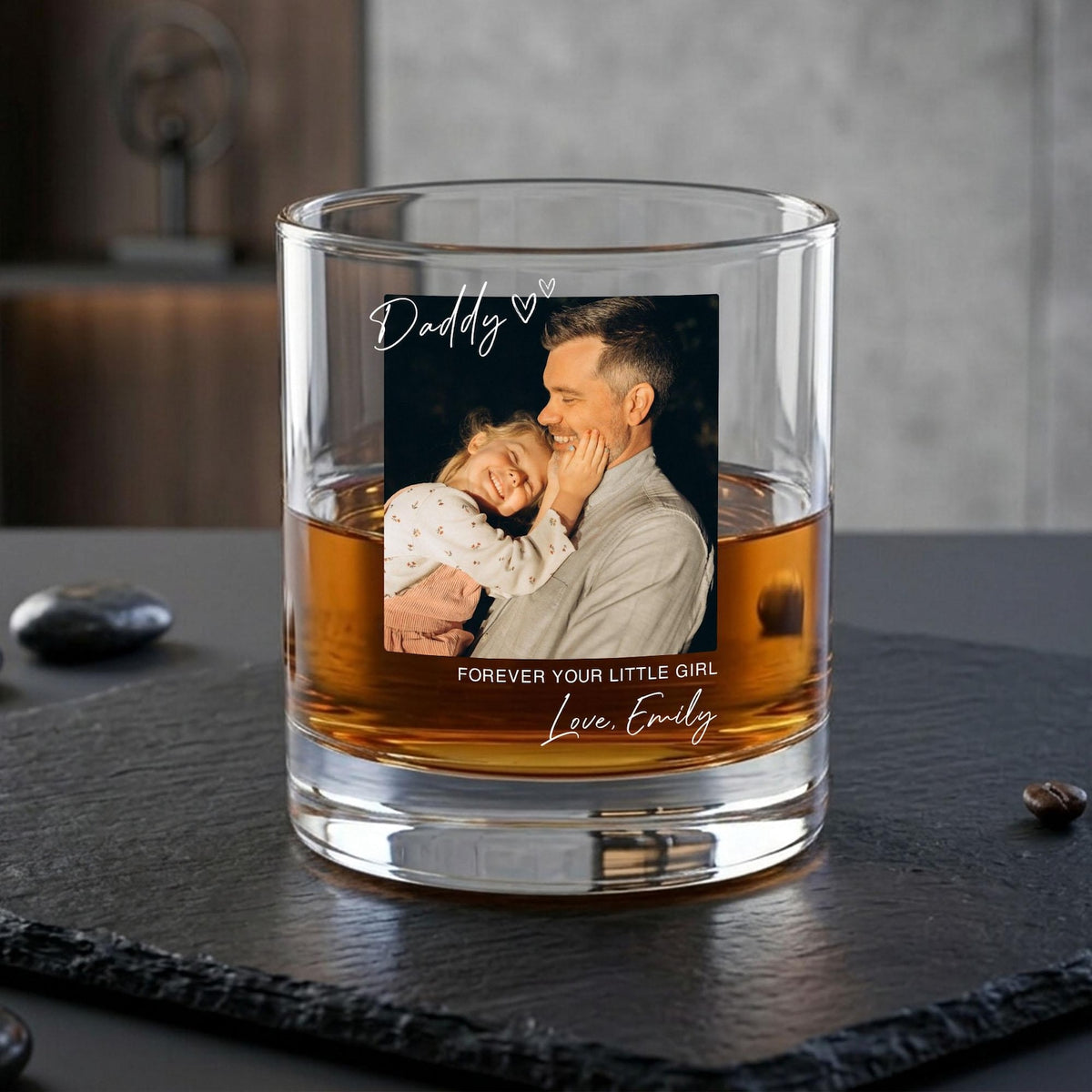 Personalized Photo Whiskey Crystal Glass for Dad, Custom Picture Dad Wine Glass, Gift for Dad, Father's Day Gift from Daughter Son,Dad Gift
