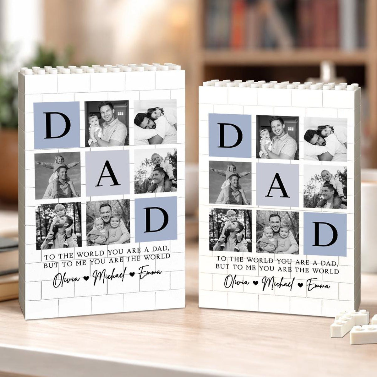Personalized Fathers Day Building Block for Dad, Custom Picture Puzzle Gifts, Fathers Day Gift from Kids, Family Keepsake, Dad Birthday Gift