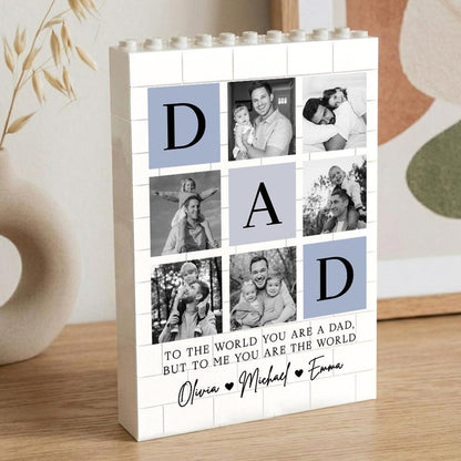 Personalized Fathers Day Building Block for Dad, Custom Picture Puzzle Gifts, Fathers Day Gift from Kids, Family Keepsake, Dad Birthday Gift