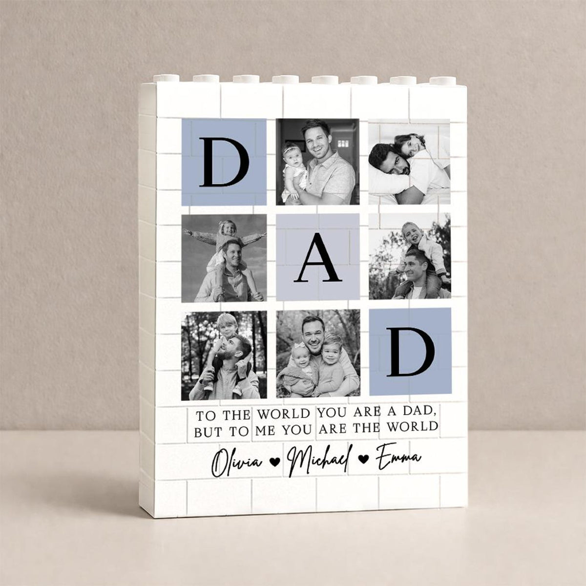 Personalized Fathers Day Building Block for Dad, Custom Picture Puzzle Gifts, Fathers Day Gift from Kids, Family Keepsake, Dad Birthday Gift
