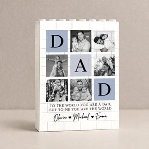 Personalized Fathers Day Building Block for Dad, Custom Picture Puzzle Gifts, Fathers Day Gift from Kids, Family Keepsake, Dad Birthday Gift