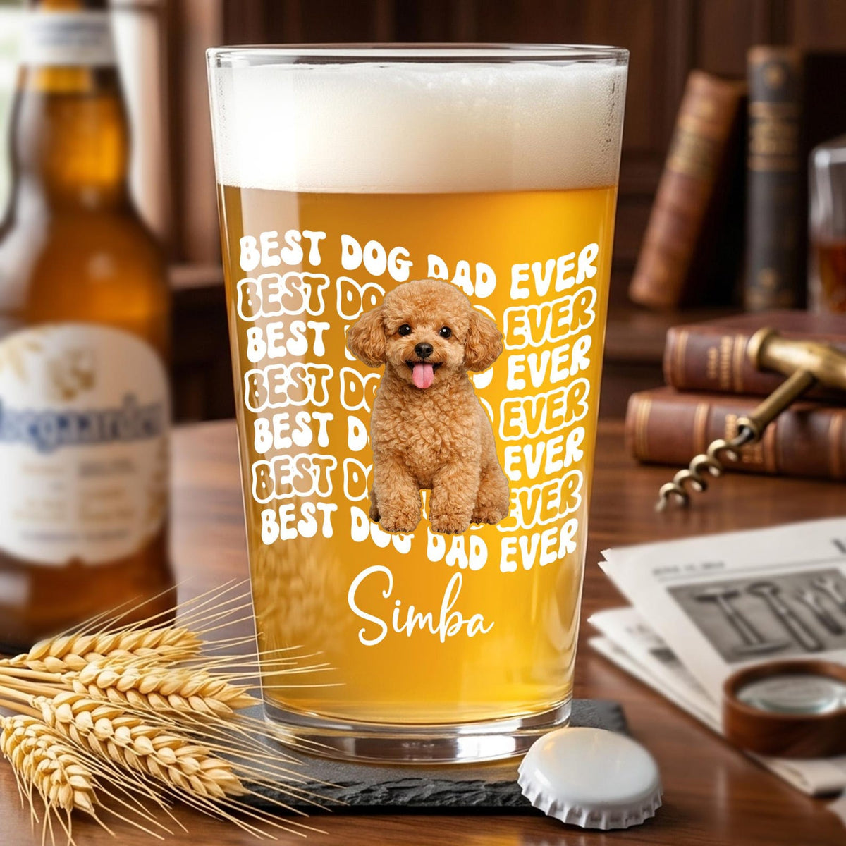 Personalized Dog Dad Photo Beer Glass: Fathers Day Gift for Dog Owner, Pint Beer Glass For Him, Husband Fathers Day Gifts, Dog Lover Gift