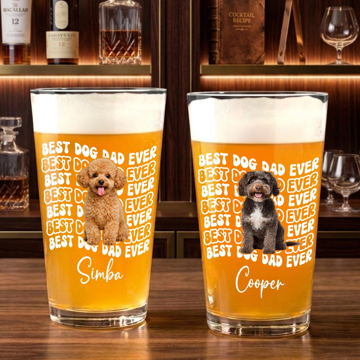 Personalized Dog Dad Photo Beer Glass: Fathers Day Gift for Dog Owner, Pint Beer Glass For Him, Husband Fathers Day Gifts, Dog Lover Gift