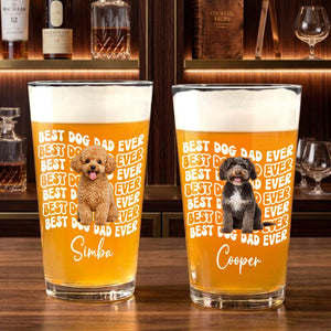 Personalized Dog Dad Photo Beer Glass: Fathers Day Gift for Dog Owner, Pint Beer Glass For Him, Husband Fathers Day Gifts, Dog Lover Gift