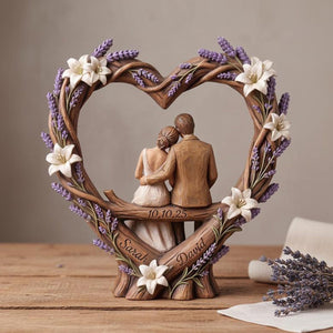 Personalized Wooden Couple Heart Sculpture, Custom Name Wedding Keepsake, Anniversary Gift, Rustic Bridal Decor, Romantic Couple Gift