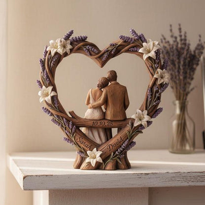 Personalized Wooden Couple Heart Sculpture, Custom Name Wedding Keepsake, Anniversary Gift, Rustic Bridal Decor, Romantic Couple Gift