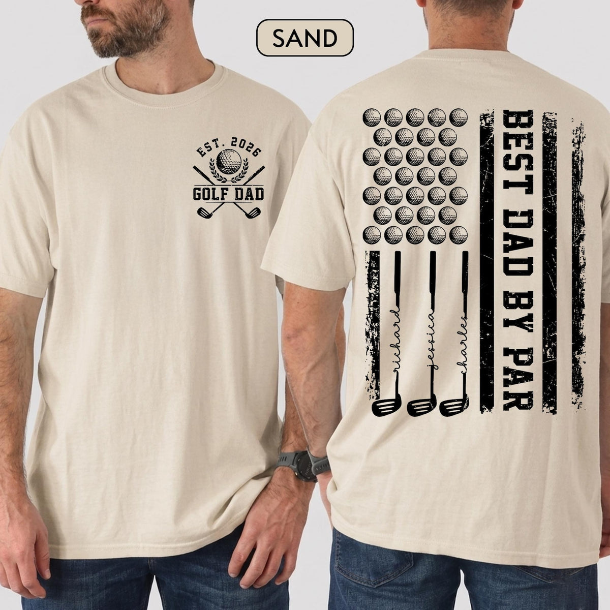 Personalized Best Dad By Par Shirt: Custom Golf Dad Shirt With Kids Name, Fathers Day Gift For Golfer, Golf Shirt For Dad, Gift for Golf Dad