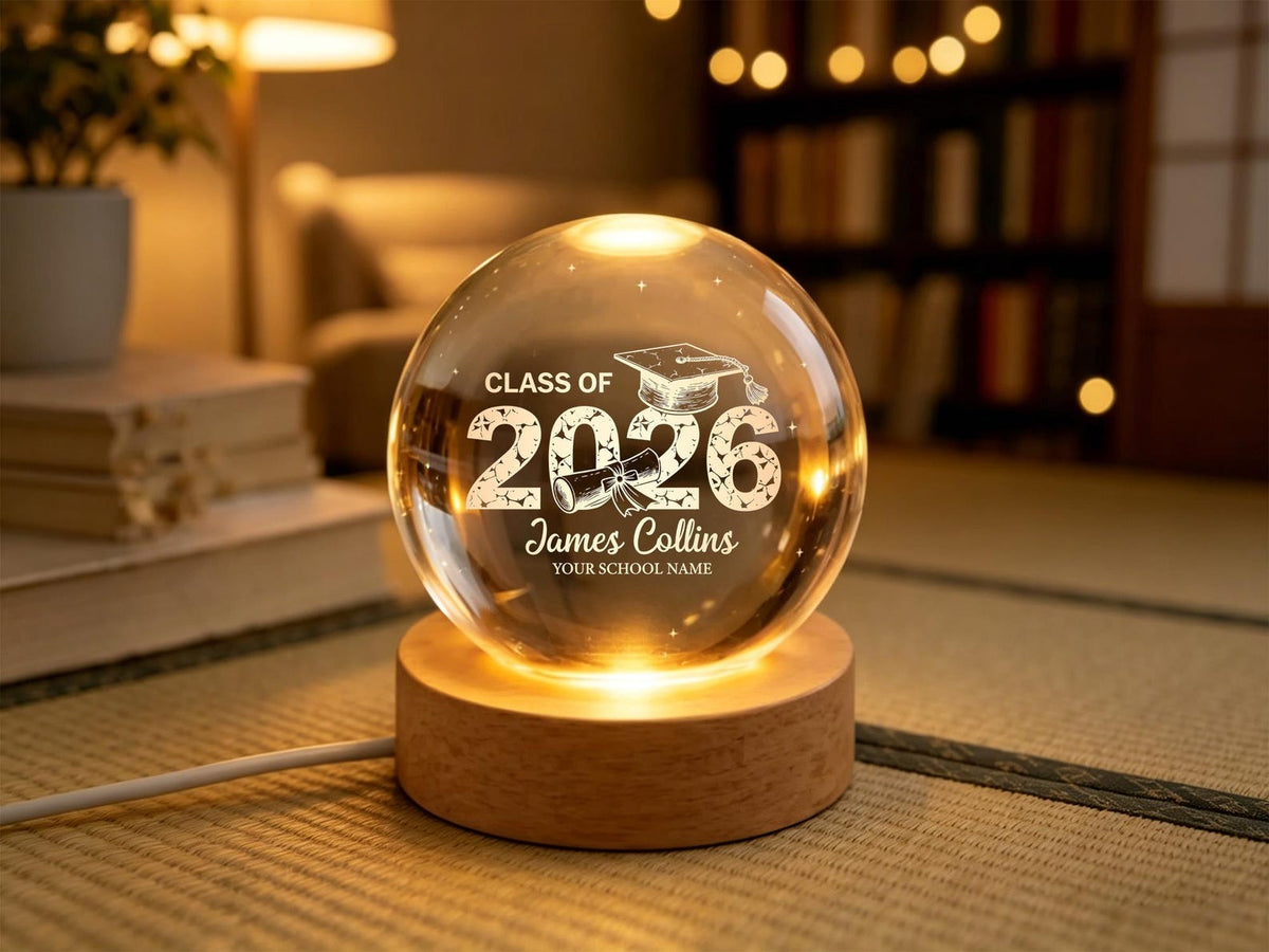 Crystal Graduation Ball Class Of 2026 2027 Gift For Graduate, Personalized Keepsake Decor, Senior Graduation Memory