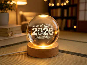 Crystal Graduation Ball Class Of 2026 2027 Gift For Graduate, Personalized Keepsake Decor, Senior Graduation Memory