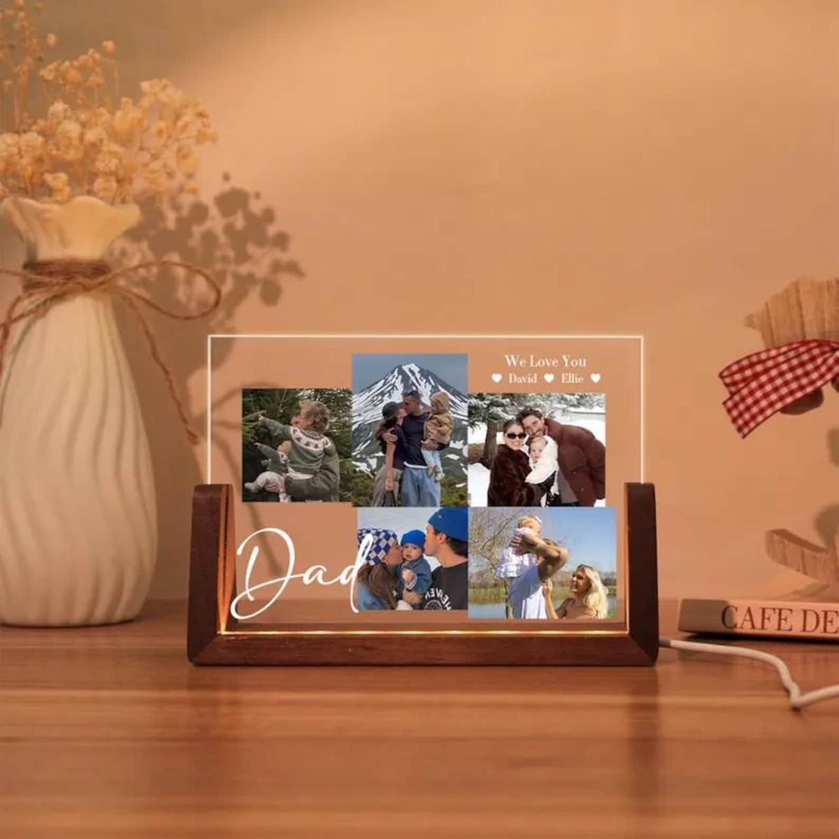 Personalized Photo Night Light LED Fathers Day Gift Photo Collage Acrylic Light Dad Gift from Kids