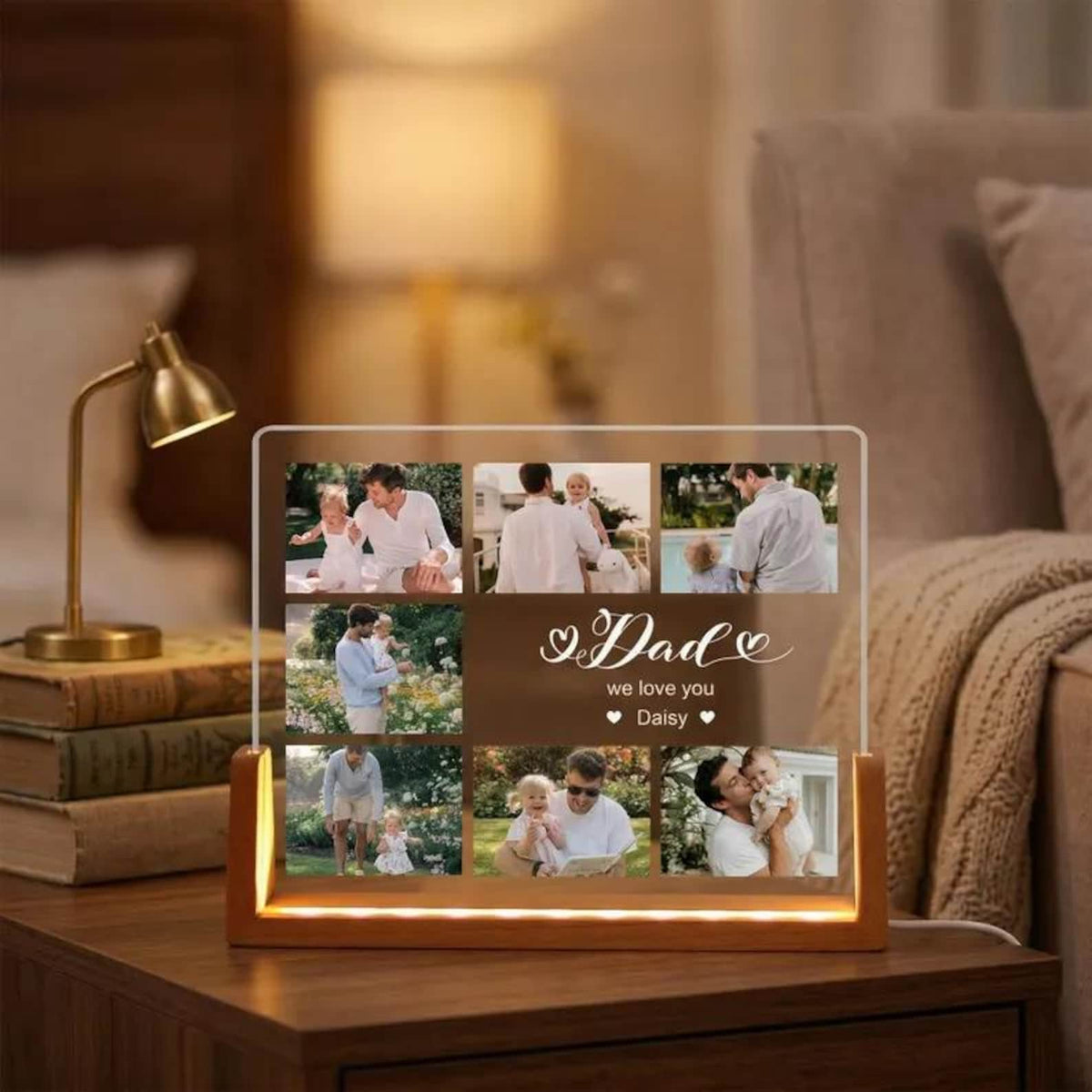 Personalized Photo Night Light LED Fathers Day Gift Photo Collage Acrylic Light Dad Gift from Kids
