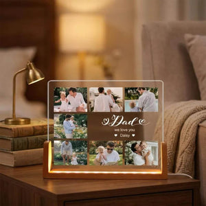 Personalized Photo Night Light LED Fathers Day Gift Photo Collage Acrylic Light Dad Gift from Kids