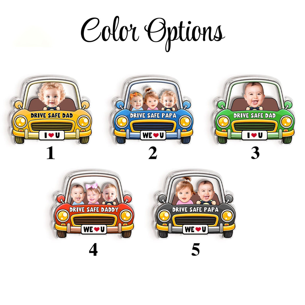 Personalized Kids Photo Car Visor Clip, Drive Safe Daddy Visor Clip, Custom Baby Face Gift For Dad, New Grandpa Gift
