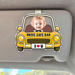 Personalized Kids Photo Car Visor Clip, Drive Safe Daddy Visor Clip, Custom Baby Face Gift For Dad, New Grandpa Gift
