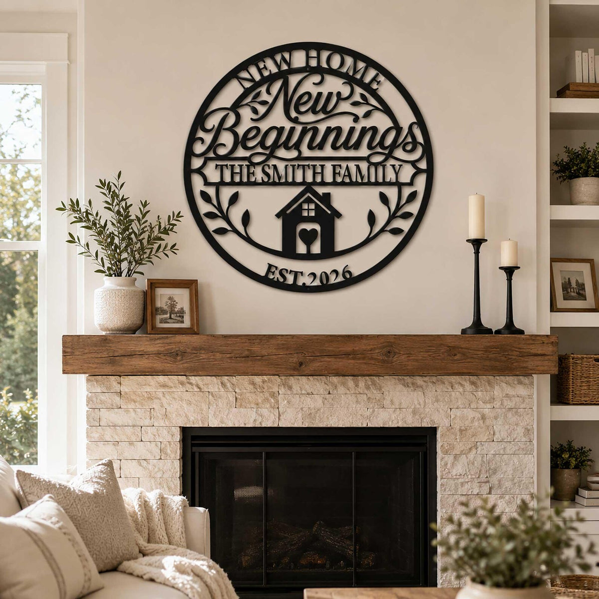 Personalized New Home Metal Sign, Custom Family Name Wall Art with Established Year