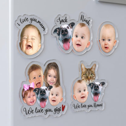 Custom Baby Face Photo Magnet, Personalized Mothers Day Gifts for Grandma, Custom Photo Acrylic Magnet, Grandma Gift from Grandkids