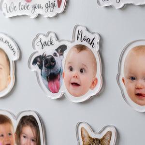 Custom Baby Face Photo Magnet, Personalized Mothers Day Gifts for Grandma, Custom Photo Acrylic Magnet, Grandma Gift from Grandkids