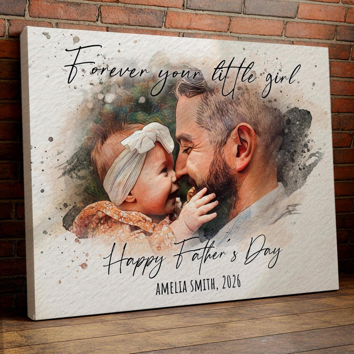 First Fathers Day Gift, Personalized Watercolor Portrait from Daughter, Forever Your Little Gift for Dad, New Dad Gifts