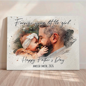 First Fathers Day Gift, Personalized Watercolor Portrait from Daughter, Forever Your Little Gift for Dad, New Dad Gifts