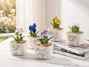 Personalized Stained Glass Flower Pot, Thank You for Helping Me Grow Gift, Custom Teacher Appreciation Gift, Memorial Desk Decor