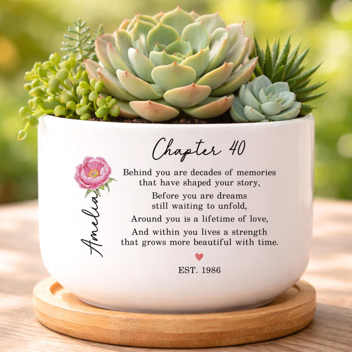 Personalized 40th Birthday Gift For Women, 40th Birthday Flower Pot, Custom Name Chapter 40 Planter