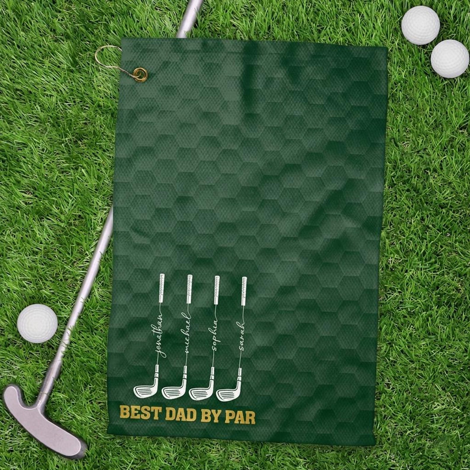 Personalized Best Dad By Par Golf Towels, Best Grandpa By Par Golf Towels, Custom Name Father Day Golf Gift, Golf Lover Gift, Dad Golf Gift