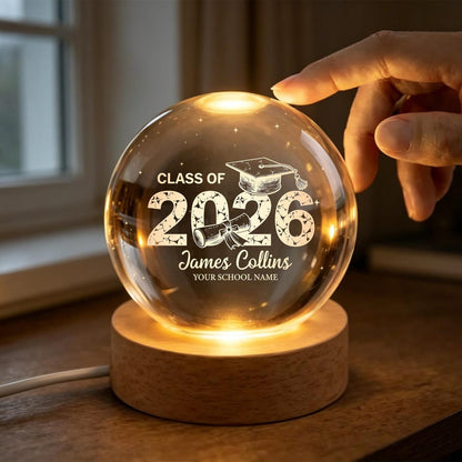 Crystal Graduation Ball Class Of 2026 2027 Gift For Graduate, Personalized Keepsake Decor, Senior Graduation Memory