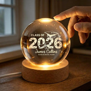 Crystal Graduation Ball Class Of 2026 2027 Gift For Graduate, Personalized Keepsake Decor, Senior Graduation Memory