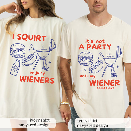 Funny 4th of July Matching Couple Shirts, Hotdog His and Hers Tees, Adult Humor Couple Shirts,Independence Day Couple Tee,Patriotic T-Shirts