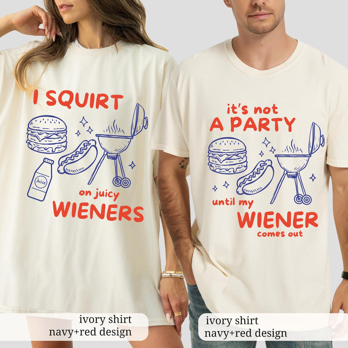 Funny 4th of July Matching Couple Shirts, Hotdog His and Hers Tees, Adult Humor Couple Shirts,Independence Day Couple Tee,Patriotic T-Shirts