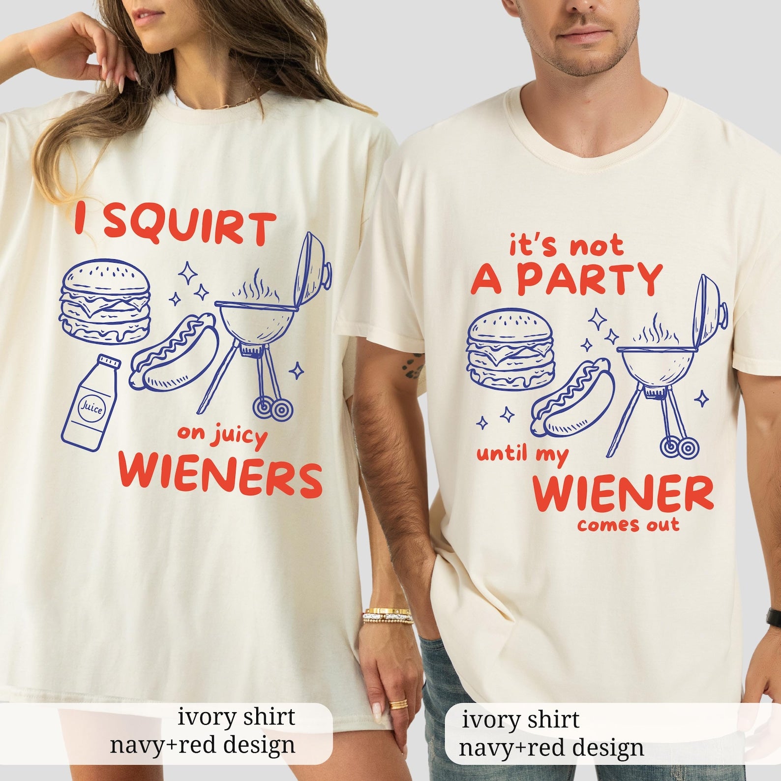 Funny 4th of July Matching Couple Shirts, Hotdog His and Hers Tees, Adult Humor Couple Shirts,Independence Day Couple Tee,Patriotic T-Shirts