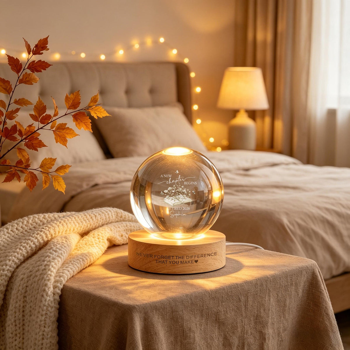 Retirement Personalized LED Crystal Ball Lamp,New Chapter Begins Gift,Custom Name Night Light,Retired 2026 Keepsake for Her Him