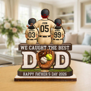 Personalized Baseball Dad Plaque, Custom Kids Names, Sports Father's Day Gift