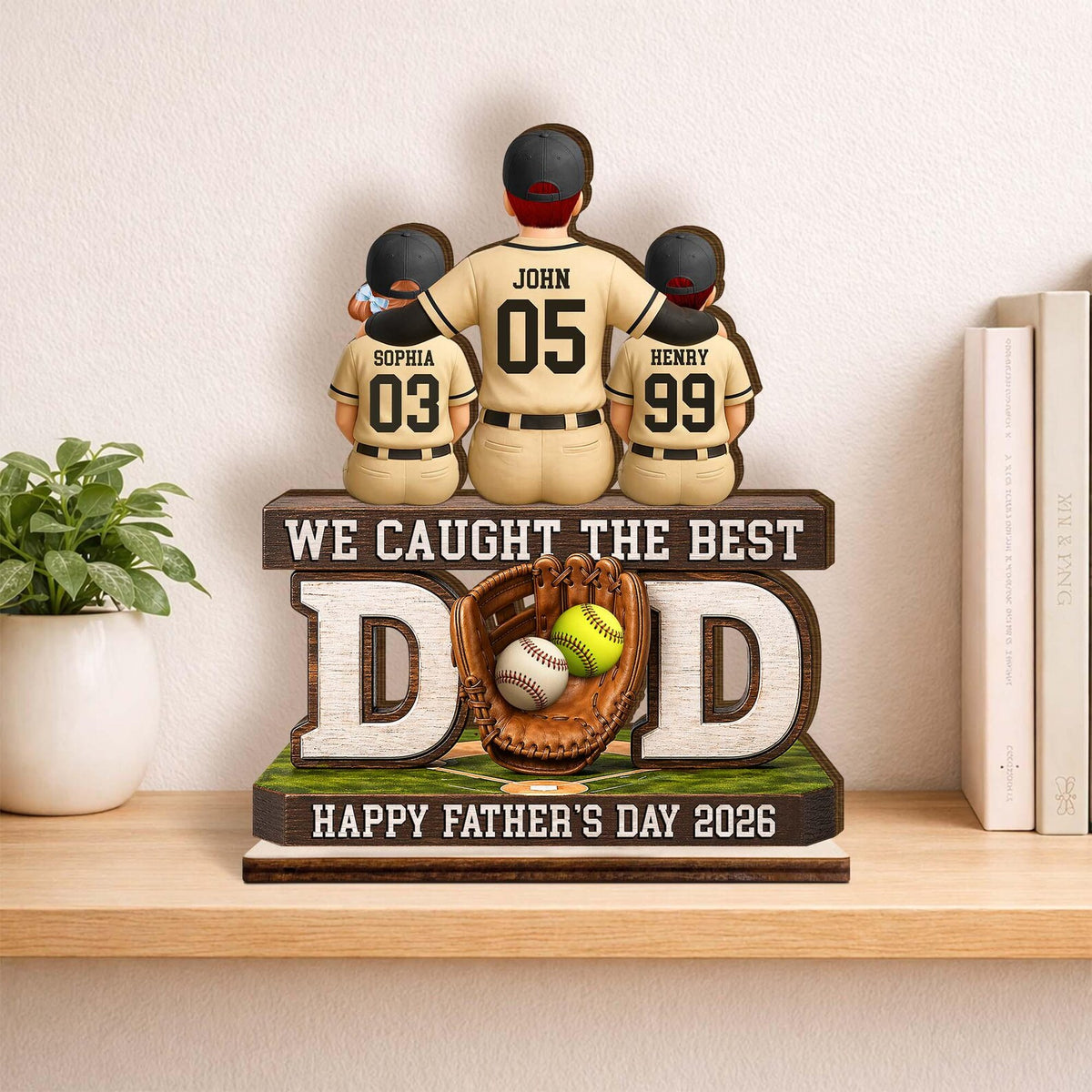 Personalized Baseball Dad Plaque, Custom Kids Names, Sports Father's Day Gift