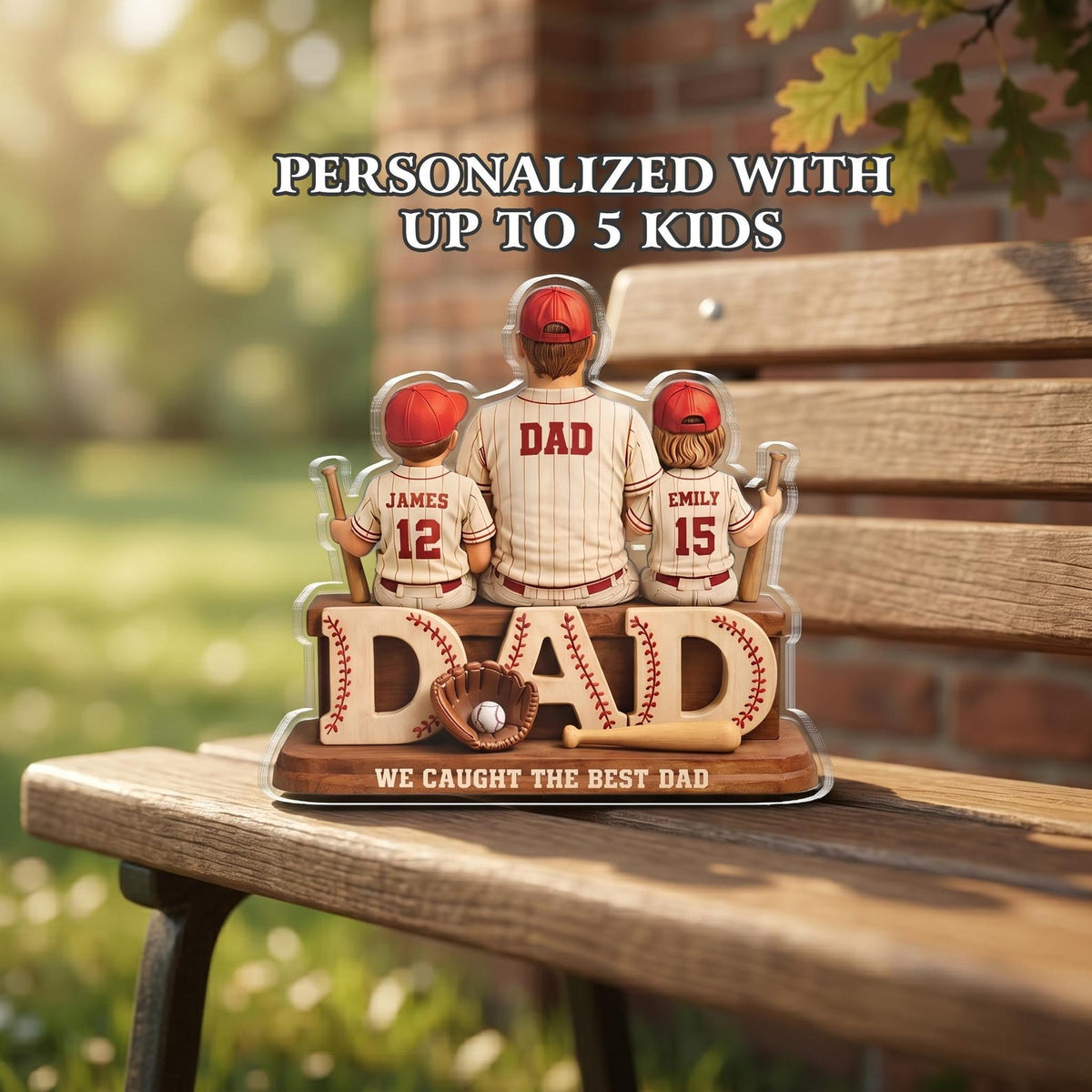 We Caught the Best Dad Baseball, Personalized 2D Acrylic Plaque, Custom Father's Day Gift for Dad, Gift for Husband, Grandpa, Heartfelt Gift