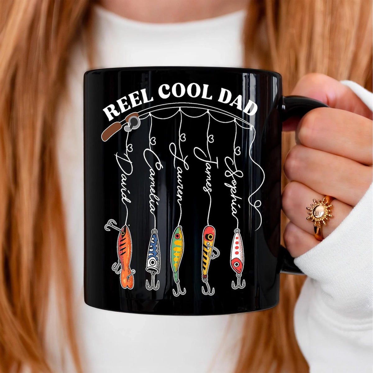 Personalized Dad Mug With Kids Names, Reel Cool Dad Mug, Fathers Day Gift For Grandpa, Daddy, Fishing Dad Coffee Mug, Fishing Lover Gift
