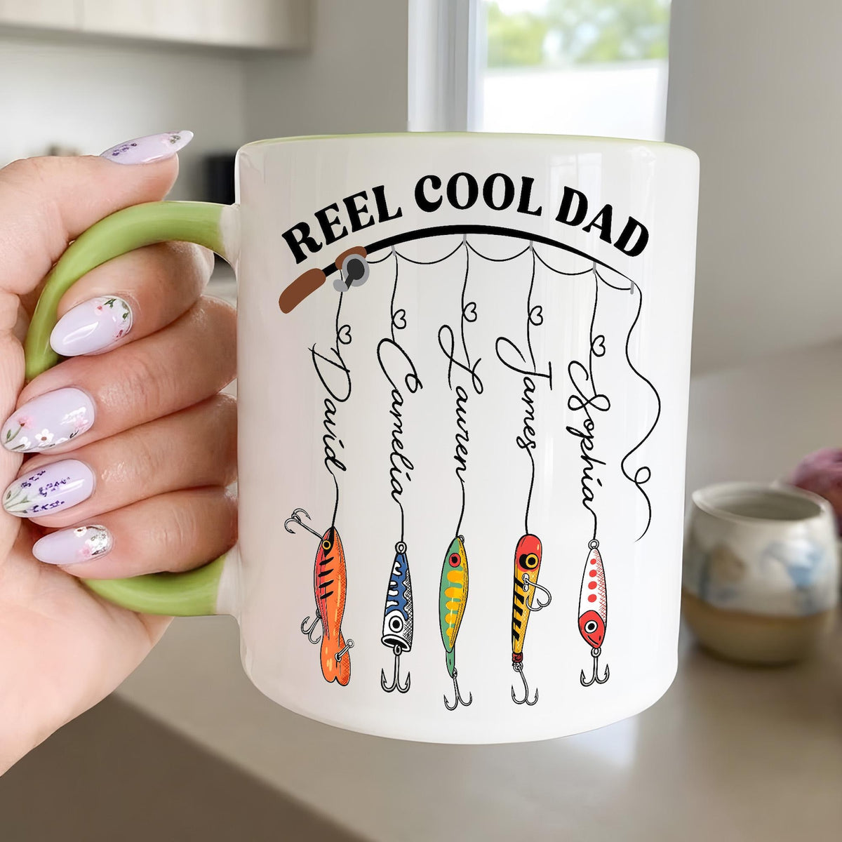 Personalized Dad Mug With Kids Names, Reel Cool Dad Mug, Fathers Day Gift For Grandpa, Daddy, Fishing Dad Coffee Mug, Fishing Lover Gift