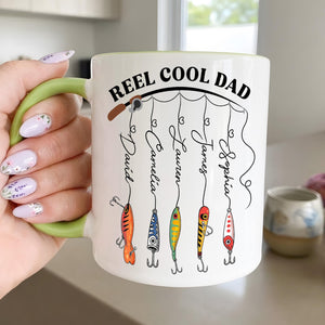 Personalized Dad Mug With Kids Names, Reel Cool Dad Mug, Fathers Day Gift For Grandpa, Daddy, Fishing Dad Coffee Mug, Fishing Lover Gift