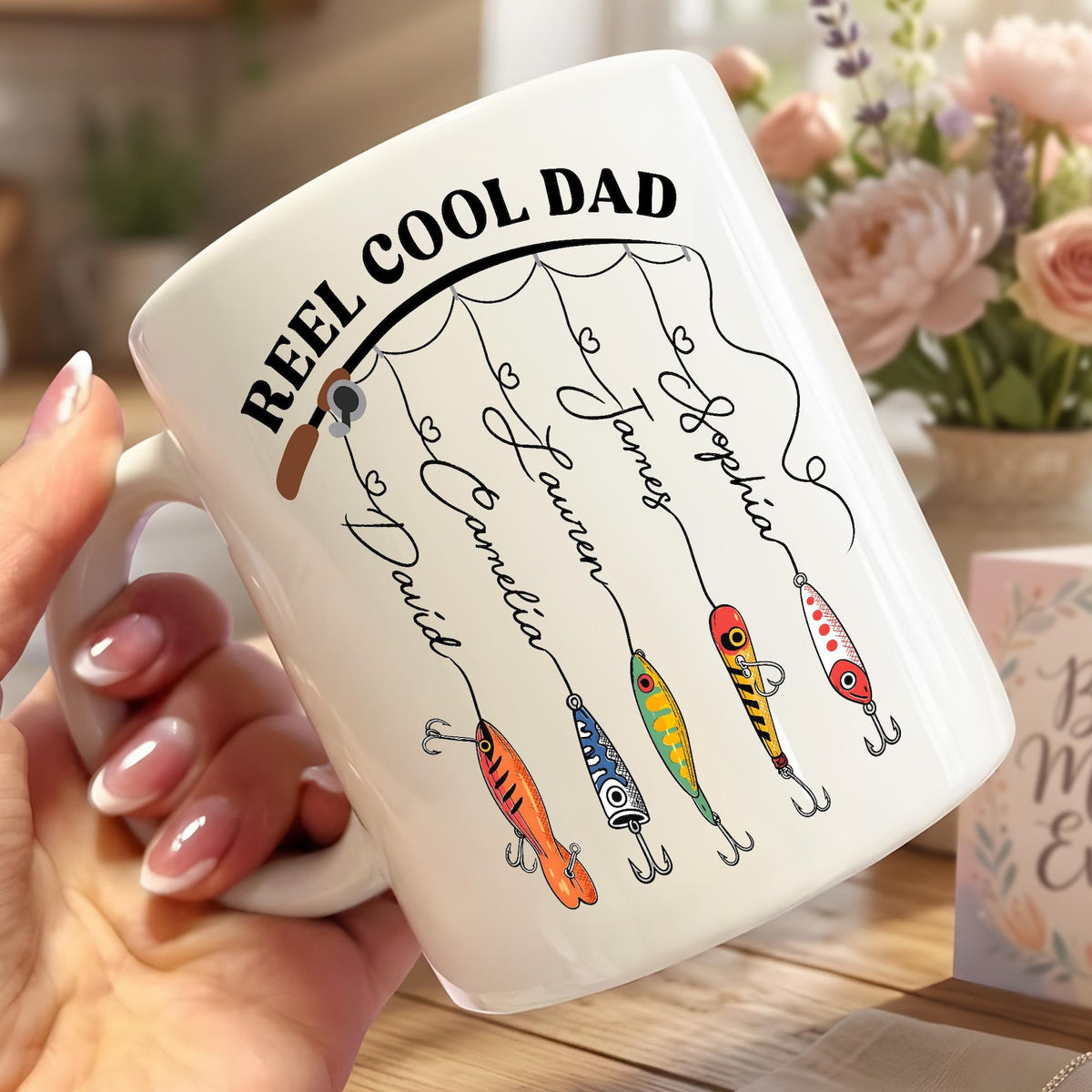 Personalized Dad Mug With Kids Names, Reel Cool Dad Mug, Fathers Day Gift For Grandpa, Daddy, Fishing Dad Coffee Mug, Fishing Lover Gift