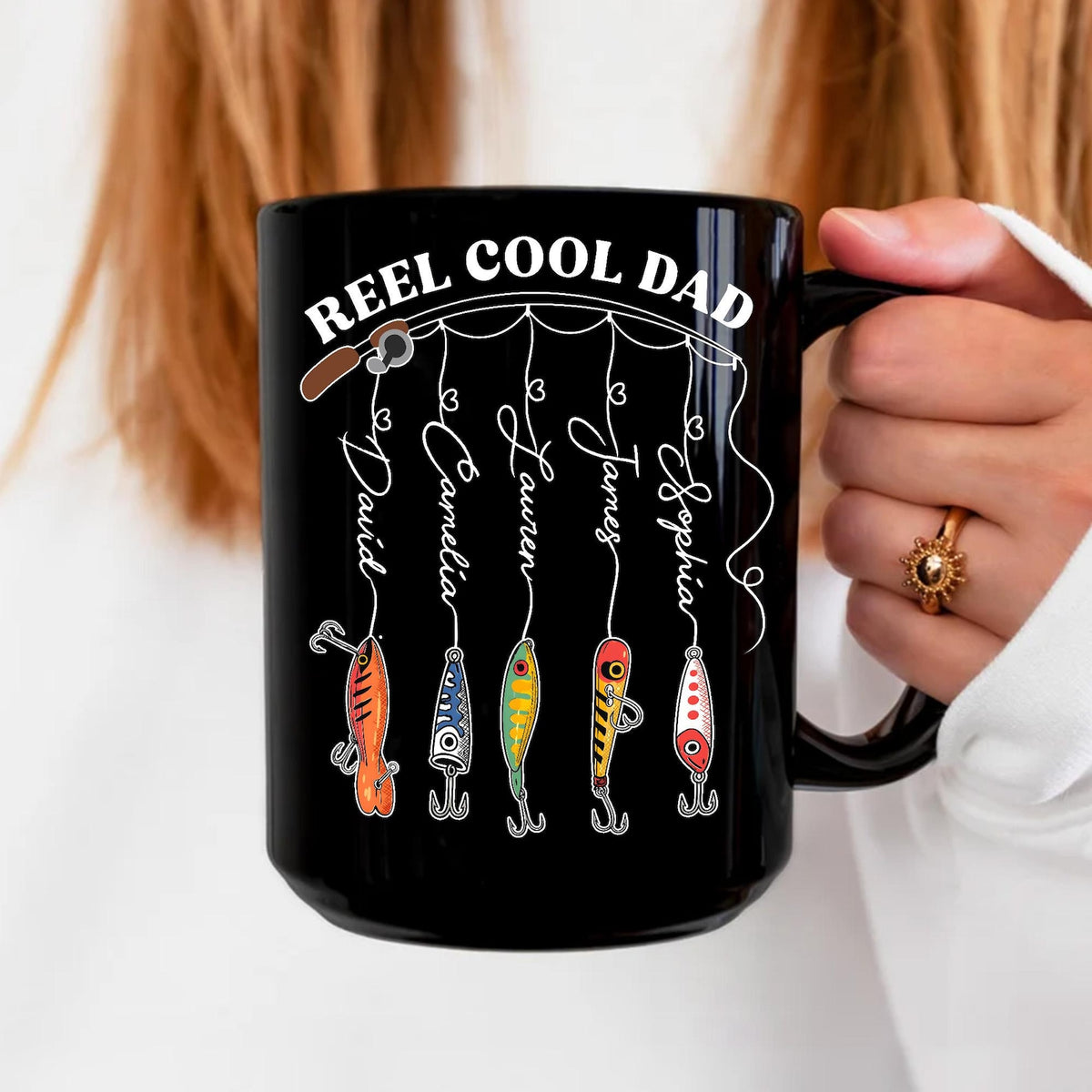 Personalized Dad Mug With Kids Names, Reel Cool Dad Mug, Fathers Day Gift For Grandpa, Daddy, Fishing Dad Coffee Mug, Fishing Lover Gift