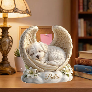 Custom Dog Angel Wings Statue Personalized Pet Memorial Gift