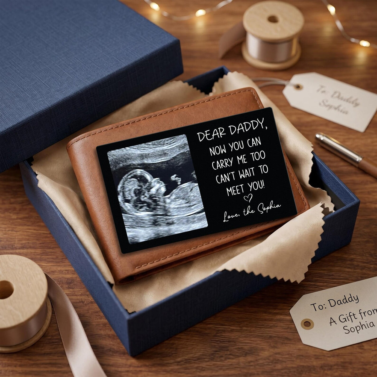 Custom Sonogram Wallet Card Metal, Ultrasound Photo Insert, Dad To Be Gift, Pregnancy Keepsake