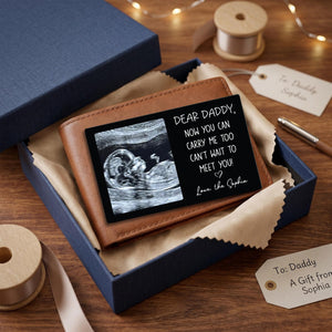 Custom Sonogram Wallet Card Metal, Ultrasound Photo Insert, Dad To Be Gift, Pregnancy Keepsake