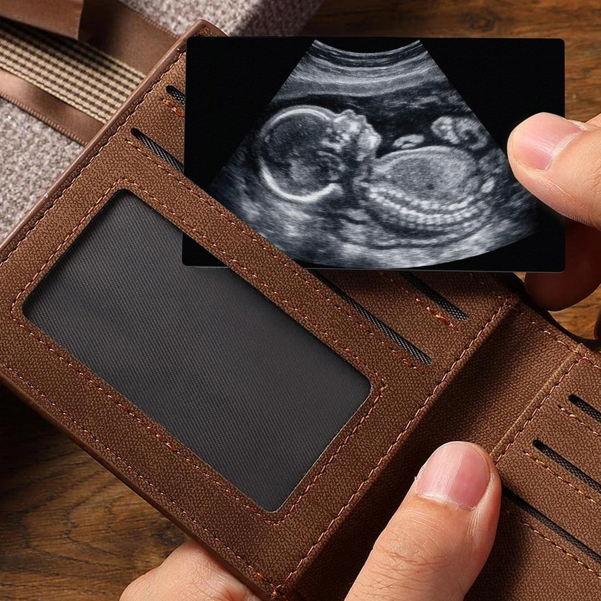 Custom Sonogram Wallet Card Metal, Ultrasound Photo Insert, Dad To Be Gift, Pregnancy Keepsake