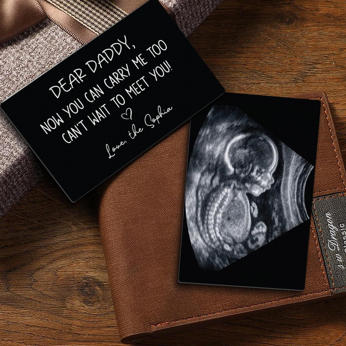 Custom Sonogram Wallet Card Metal, Ultrasound Photo Insert, Dad To Be Gift, Pregnancy Keepsake