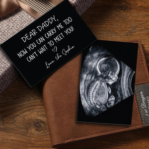 Custom Sonogram Wallet Card Metal, Ultrasound Photo Insert, Dad To Be Gift, Pregnancy Keepsake
