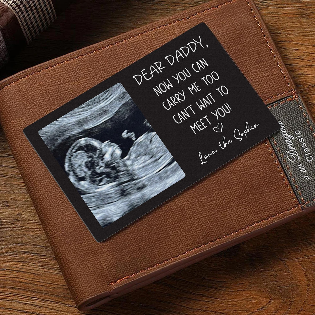 Custom Sonogram Wallet Card Metal, Ultrasound Photo Insert, Dad To Be Gift, Pregnancy Keepsake