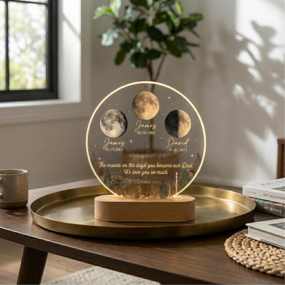 The Days You Became Our Dad, Custom Moon Phase by Date, Personalized Acrylic LED Night Light, Father's Day Gift for Dad, Husband