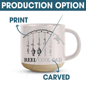 Custom Engraved Reel Cool Dad Fishing Pottery Mug,Fisher Grandpa Mug,Fathers Day Gift, Reel Cool Papa Mug With Kids Name, Fishing Lover Gift