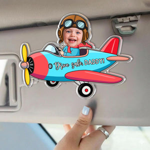 Personalized Vehicle Kids Photo Car Visor Clip: Custom Baby Face Sun Visor Clip, Fathers Day Gift for Dad Grandpa, Drive Safe Daddy Keychain